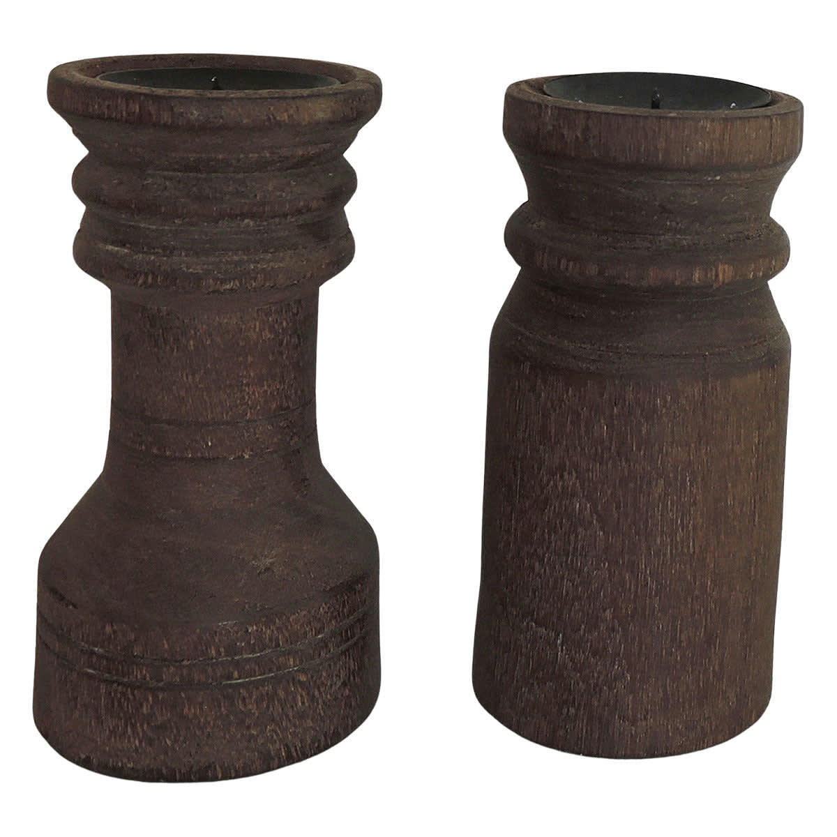 - Set de 2 bougeoirs en bois recyclé