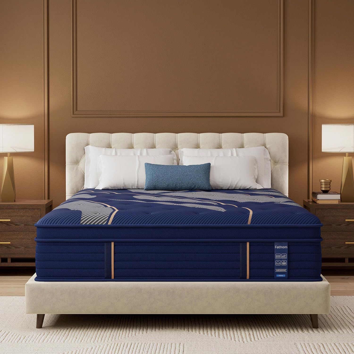 FATHOM Firm Queen Mattress, 14 Inch Hybrid Mattress with Breathable Modal Cover, Cooling Gel Memory Foam & Pocket Spring, Back Support & Fiberglass-Free, CertiPUR-US Certified, Foam Made in USA