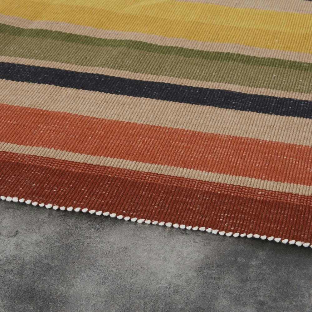 BENEDITO - Tapis en polyester recyclé motifs à rayures multicolores 140x200