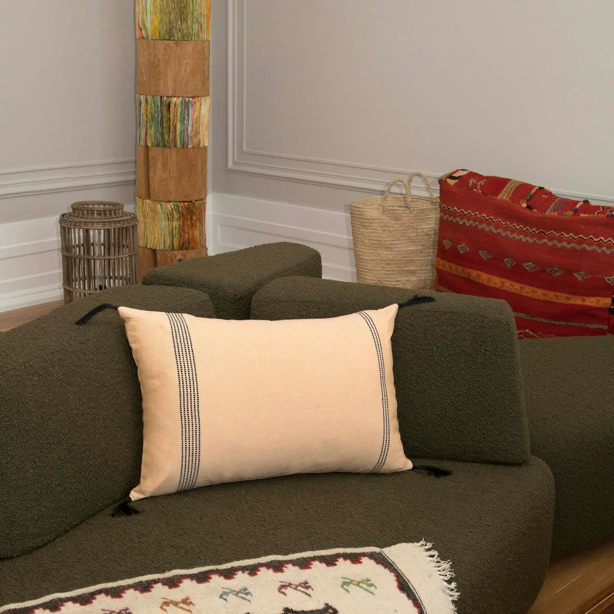 HANA - Housse de coussin coton  60x40 jaune pâle