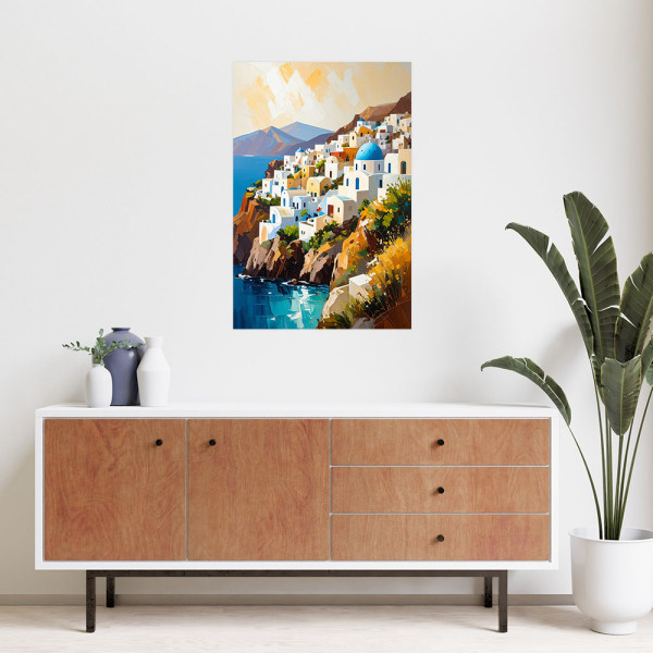 Naklejka samoprzylepna do salonu Feeby Santorini Grecja Pejzaż 20x30