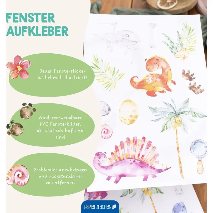 Sticker 6er-Set Dinosaurier