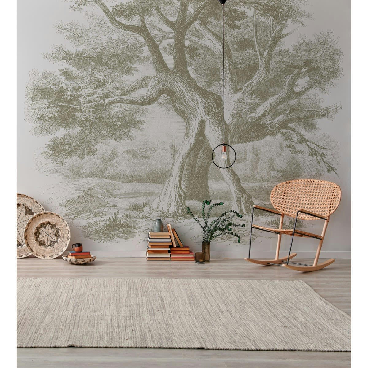 GARRIC - Papier peint panoramique motif imprimé Vert tilleul 288x270cm