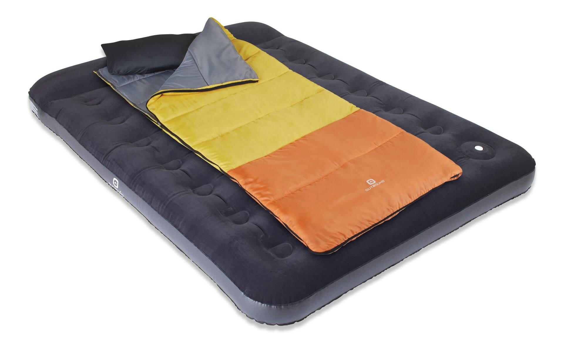 Outbound Queen Airbed with Built-In Manual Pump, PVC, Black