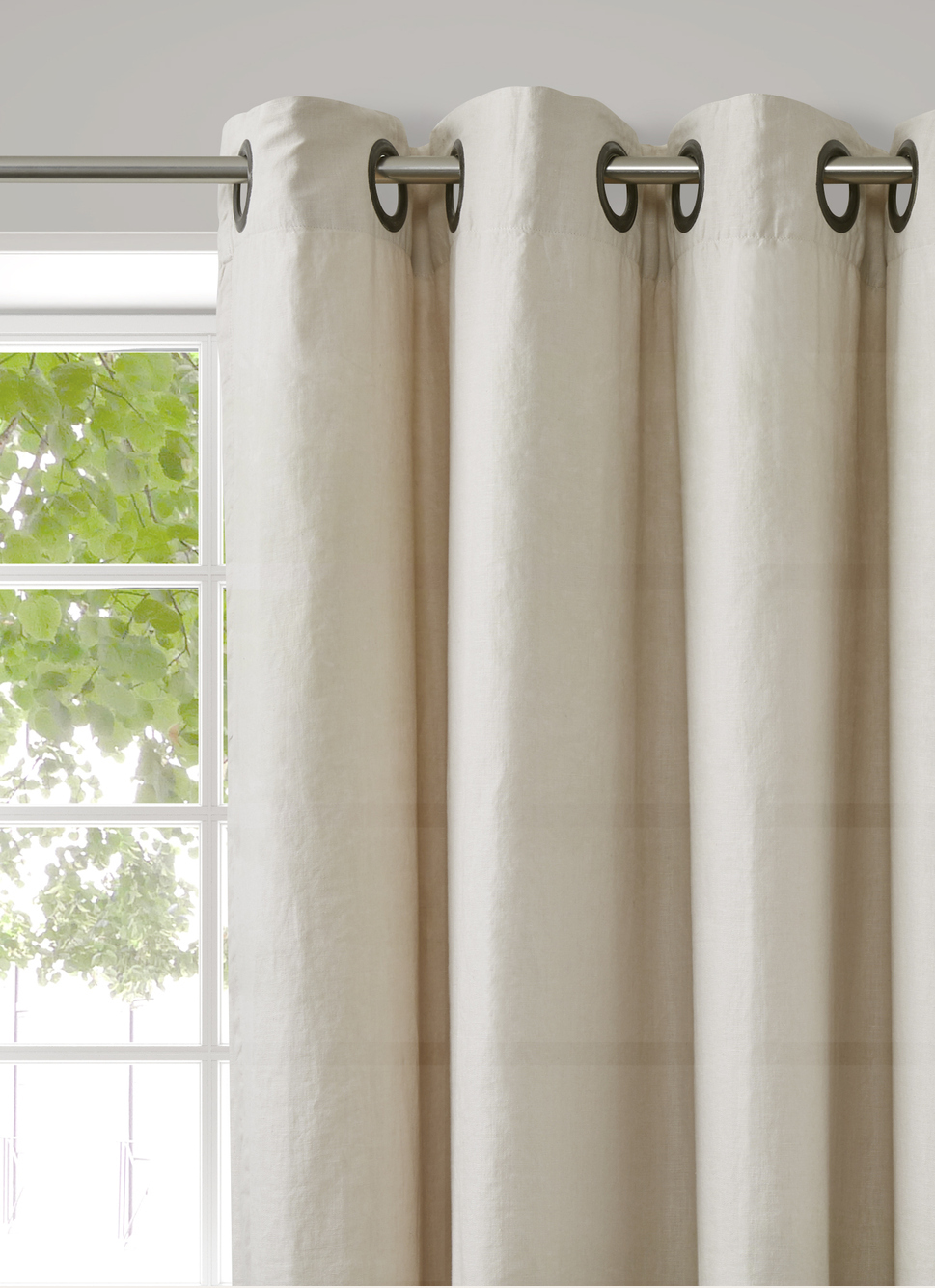 RIDEAU EN LIN LAVÉ DOUBLÉ EN COTON SABLE