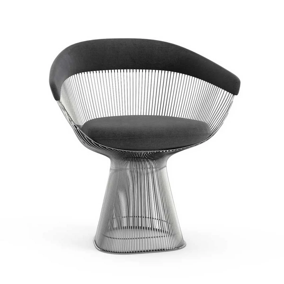 Knoll - Platner Armlehnstuhl, Nickel poliert / schwarz Circa Black K105413