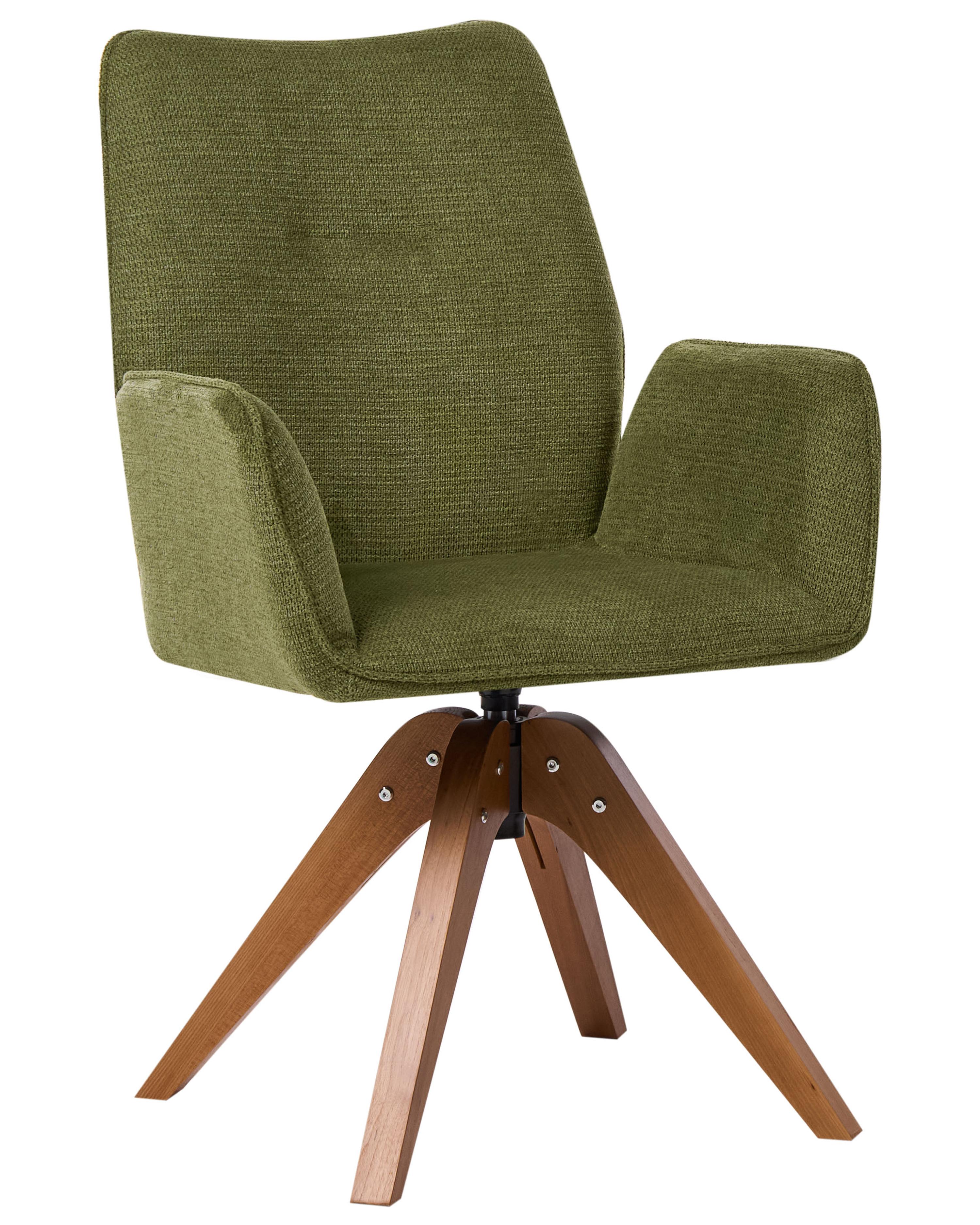 Dining Chair Swivel MOKENA Faux Linen Green