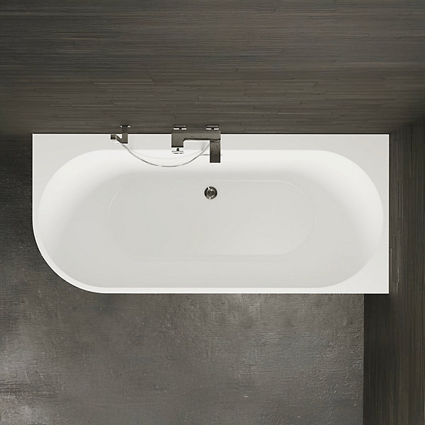 Baignoire semi-îlot murale CAPRI 160 Droite L. 160 x l. 76 cm, by SPALINA