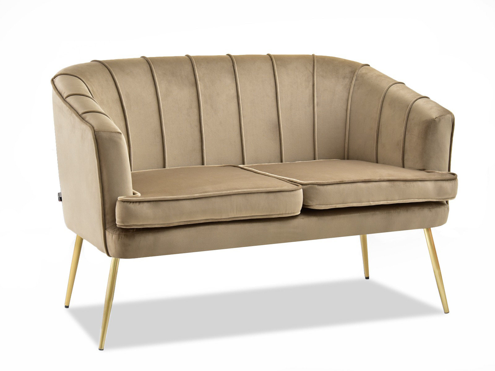 Sofa Estel Beżowy Welur, Podstawa Złoty