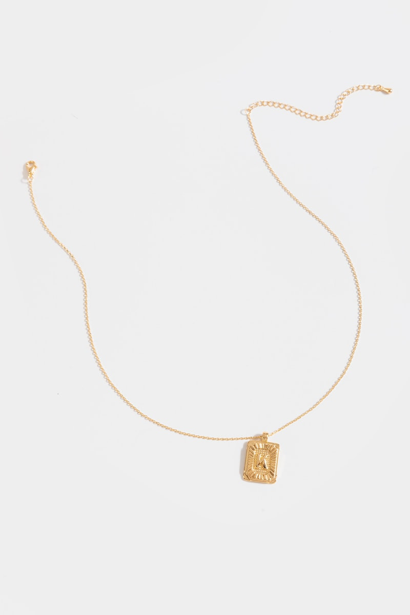 Initial ID Tag Pendant Necklace
