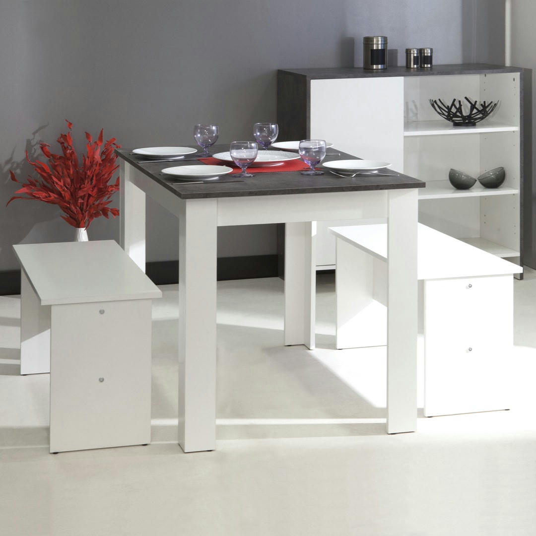 NICE - Table effet bois blanc et béton