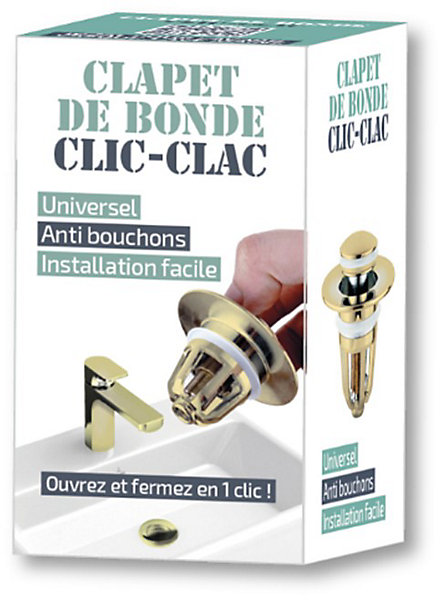 Clapet clic clac doré pour bonde de lavabo et vasque, MTK