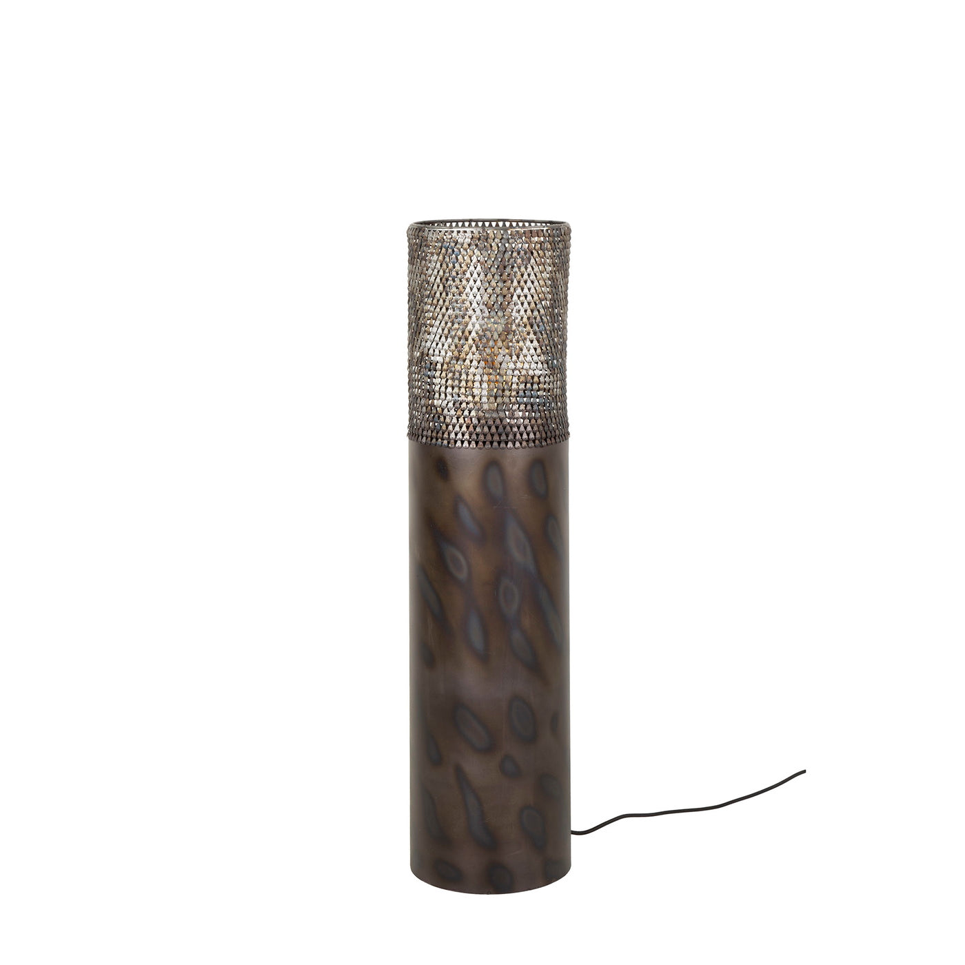 Giga Meubel Vloerlamp Cilinder - Zwart/Bruin Metaal - 1-Lichts - 22x22x90cm