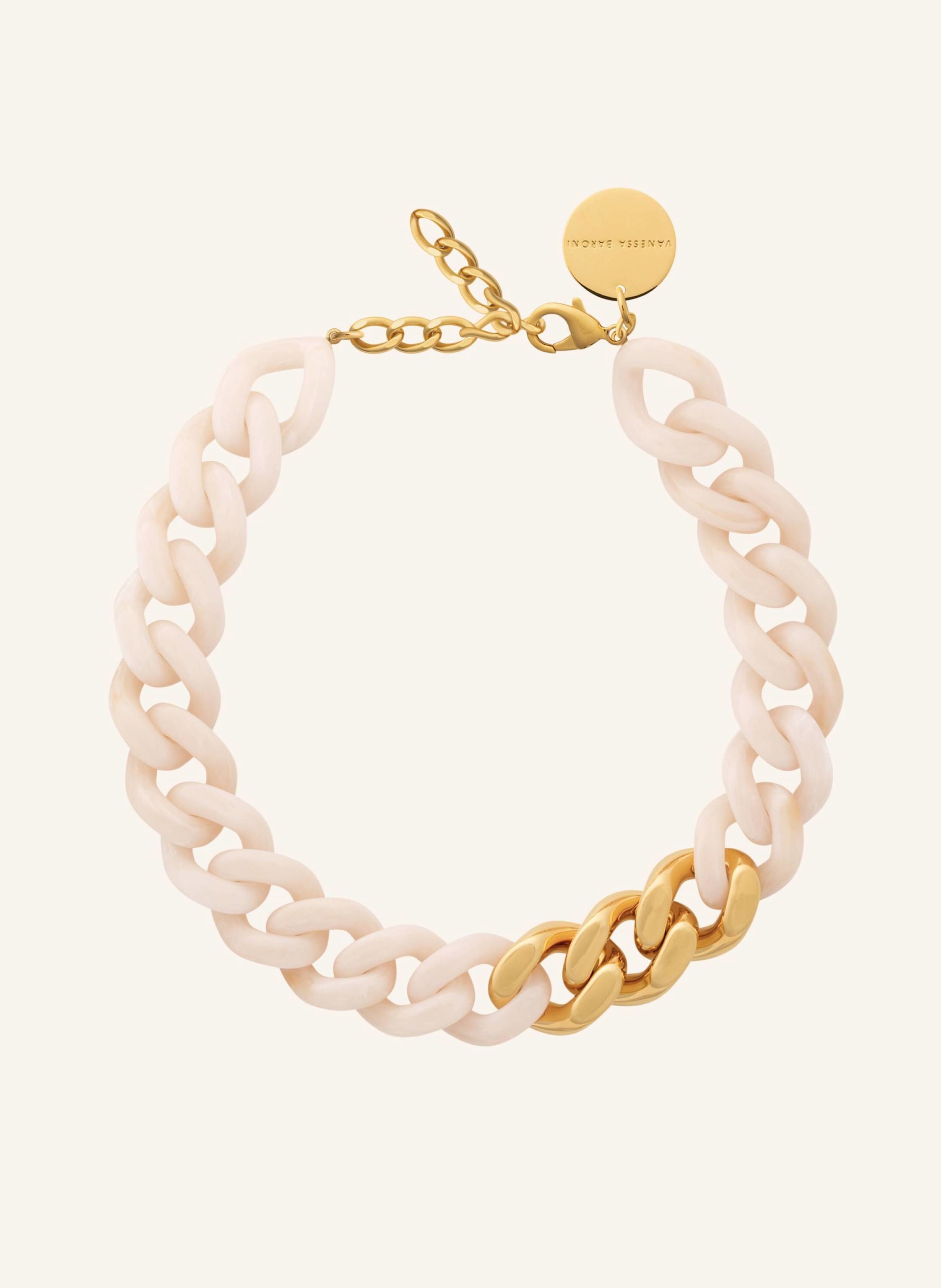 VANESSA BARONI Halsketten FLAT CHAIN NECKLACE WITH GOLD LATTE MARBLE by GLAMBOU