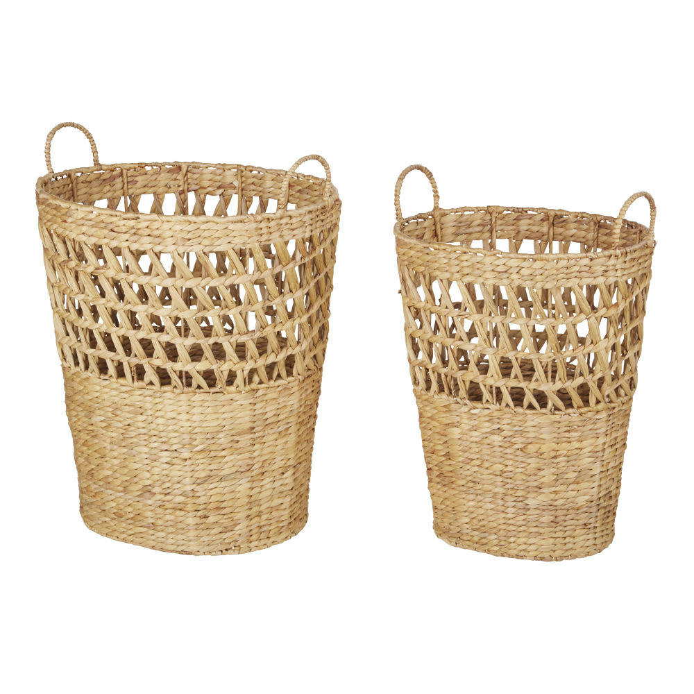 NELLA - Paniers en jacinthe d'eau et métal (x2)