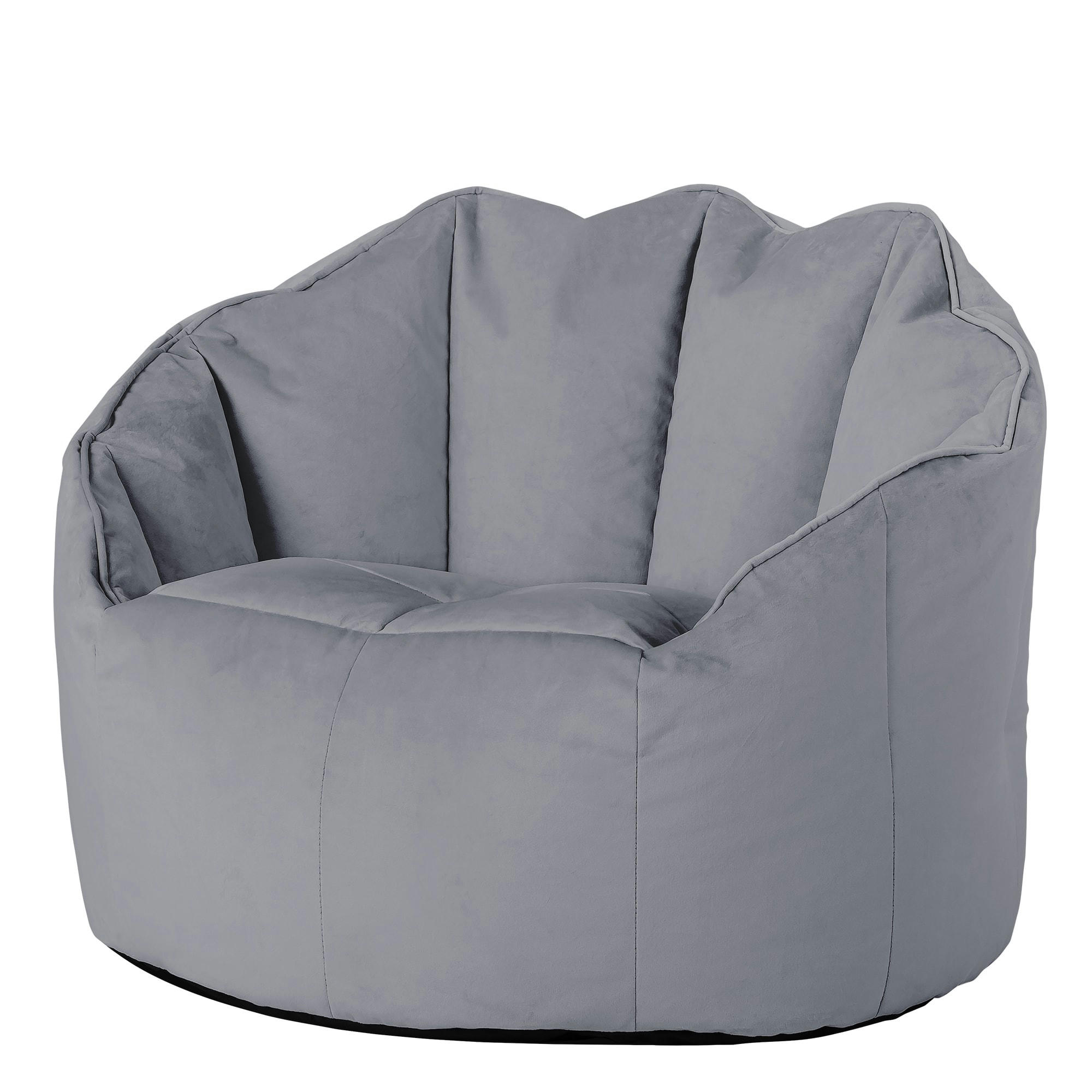 SIRENA - Pouf fauteuil velours gris anthracite