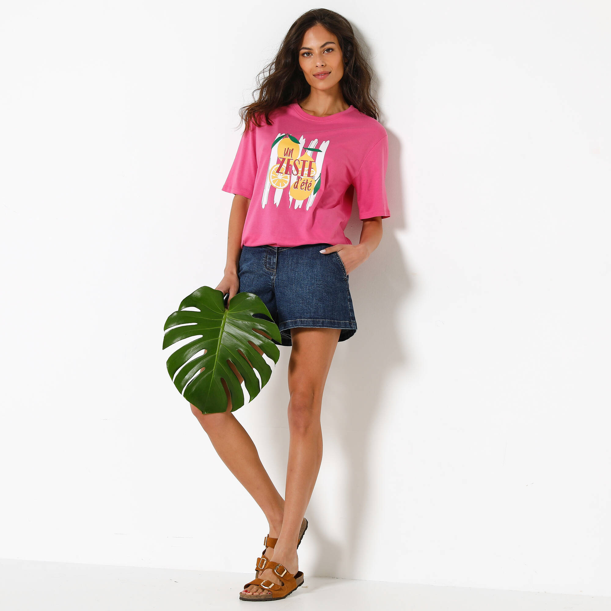T-shirt loose imprimé "un zeste d'été", jersey