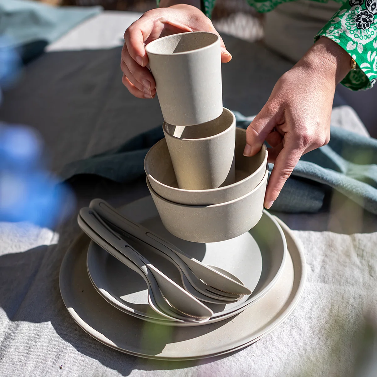 Koziol - CONNECT SET HELSINKI Geschirrset, nature desert sand (10-teilig)