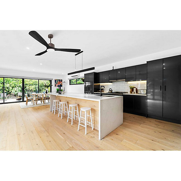 Modulo de KlassFan - Super destratificateur et ventilateur DC 166 cm Chocolat pales bois noir avec Lumière 30 à 60 m²