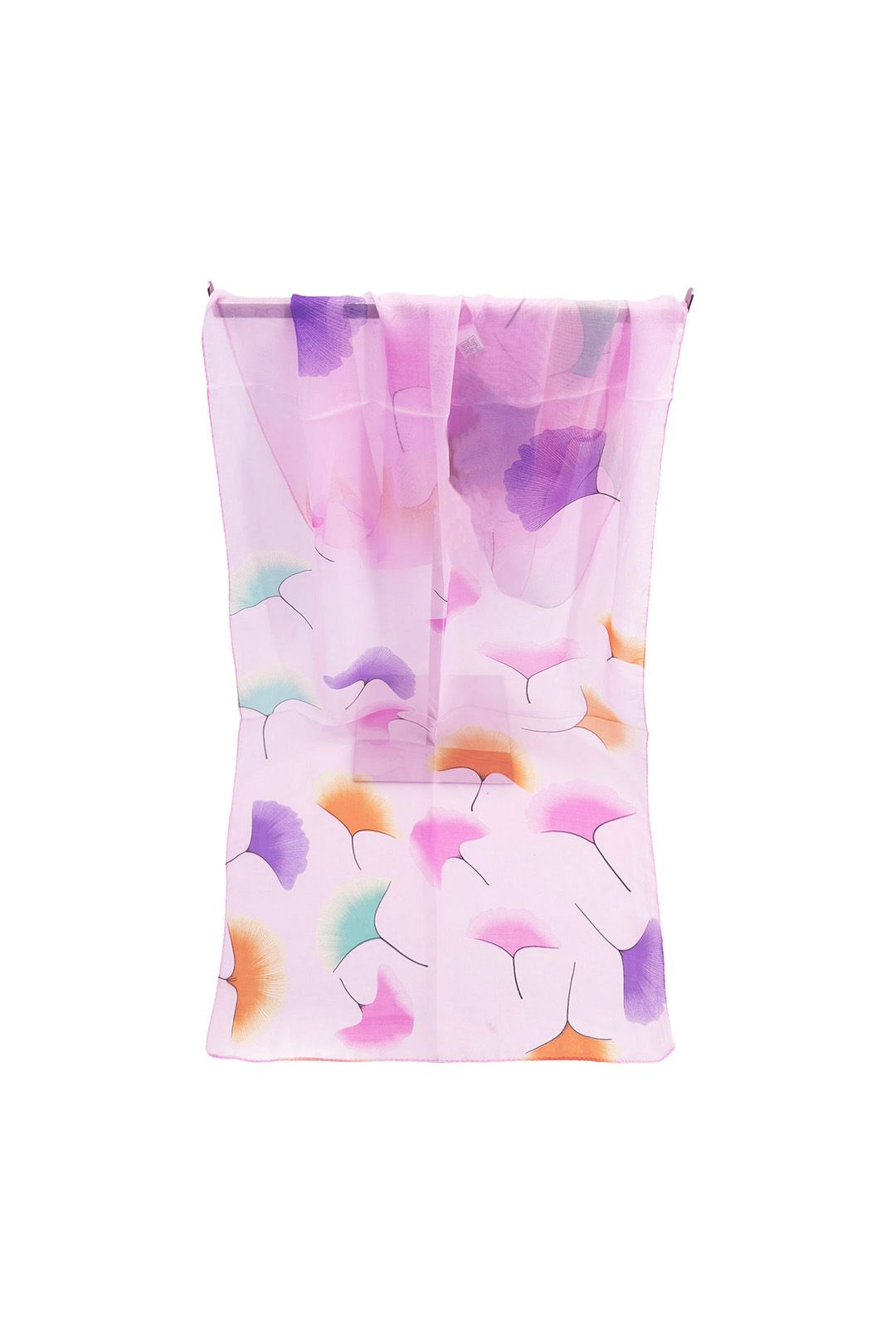 Vellin Pastel Ginkgo Leaf Print Chiffon Scarf