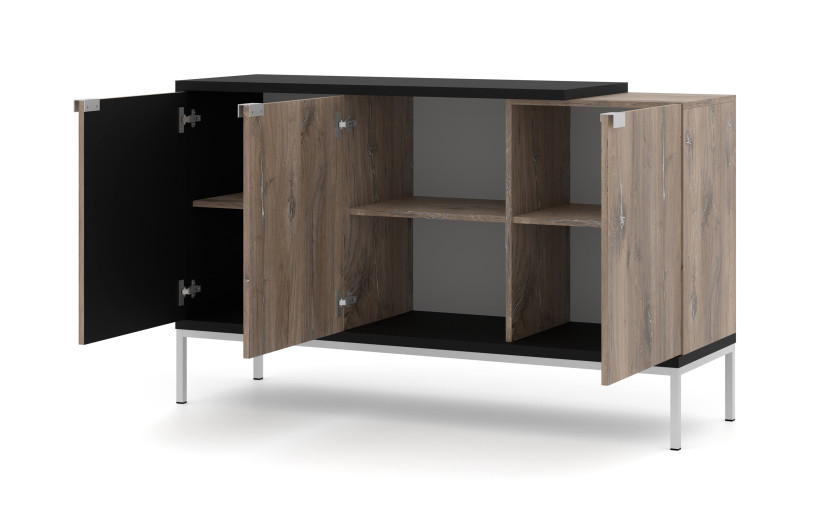 Komoda TOLEDO 143 cm 3D dąb flagstaff / czarny mat