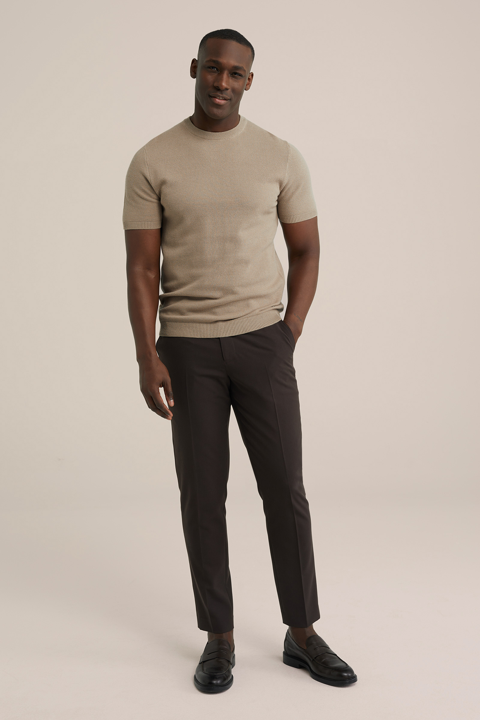 Heren Regular fit T-shirt met structuur