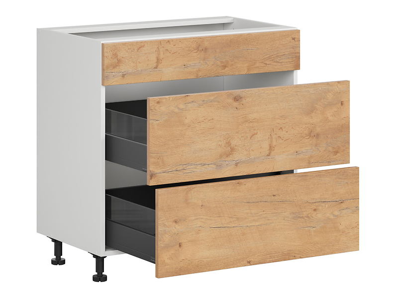 Szafka kuchenna Hamper 80 cm z szufladami cichy domyk dąb lancelot