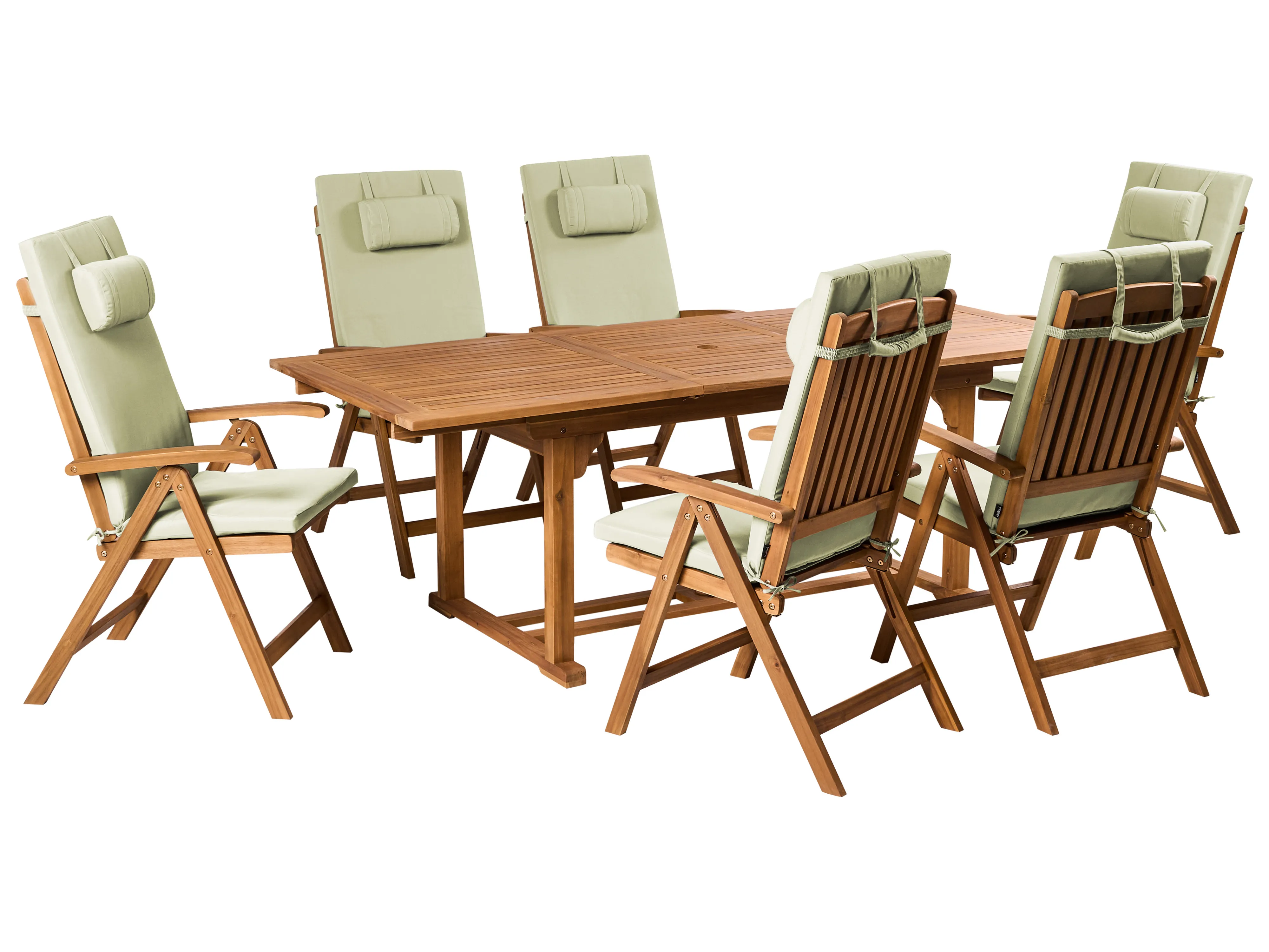 Garden Dining Set 6 Seater JAVA PREMIUM Acacia Wood Green