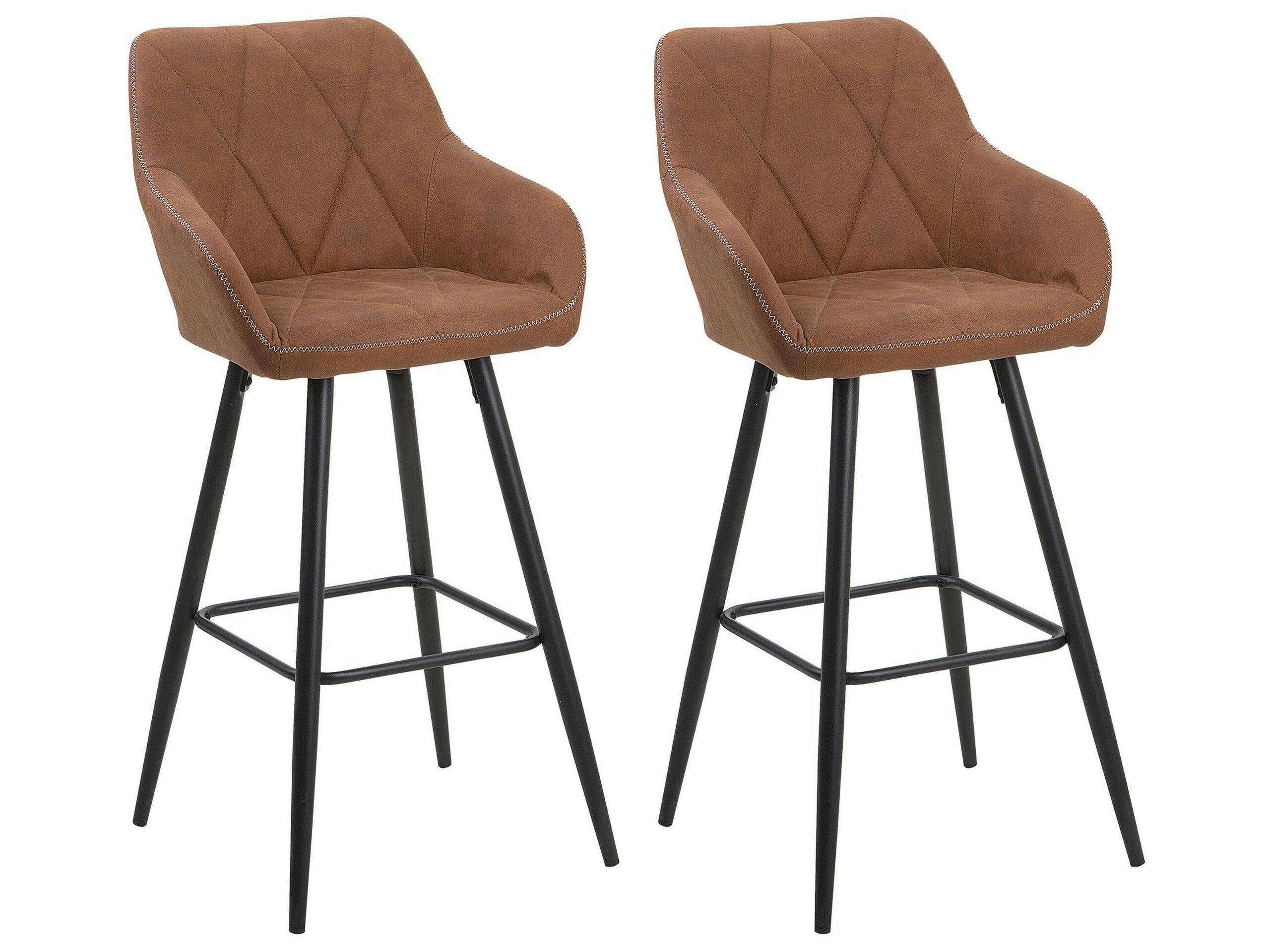DARIEN - Lot de 2 chaises de bar marron