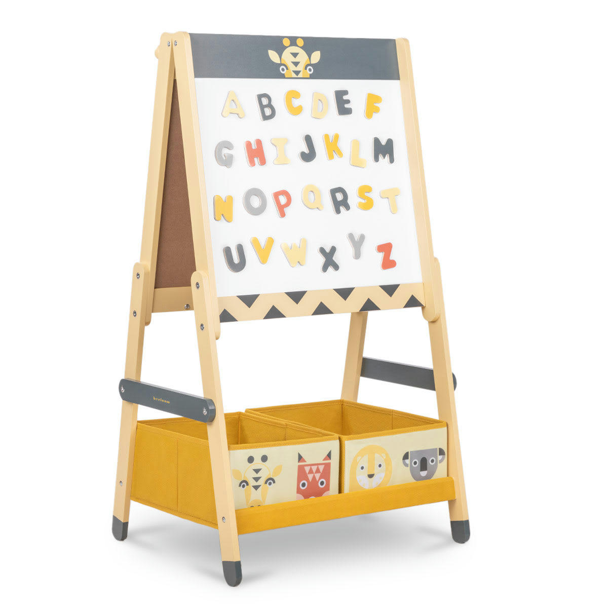 - Tableau pour enfants polyvalent en bois naturel noir et jaune