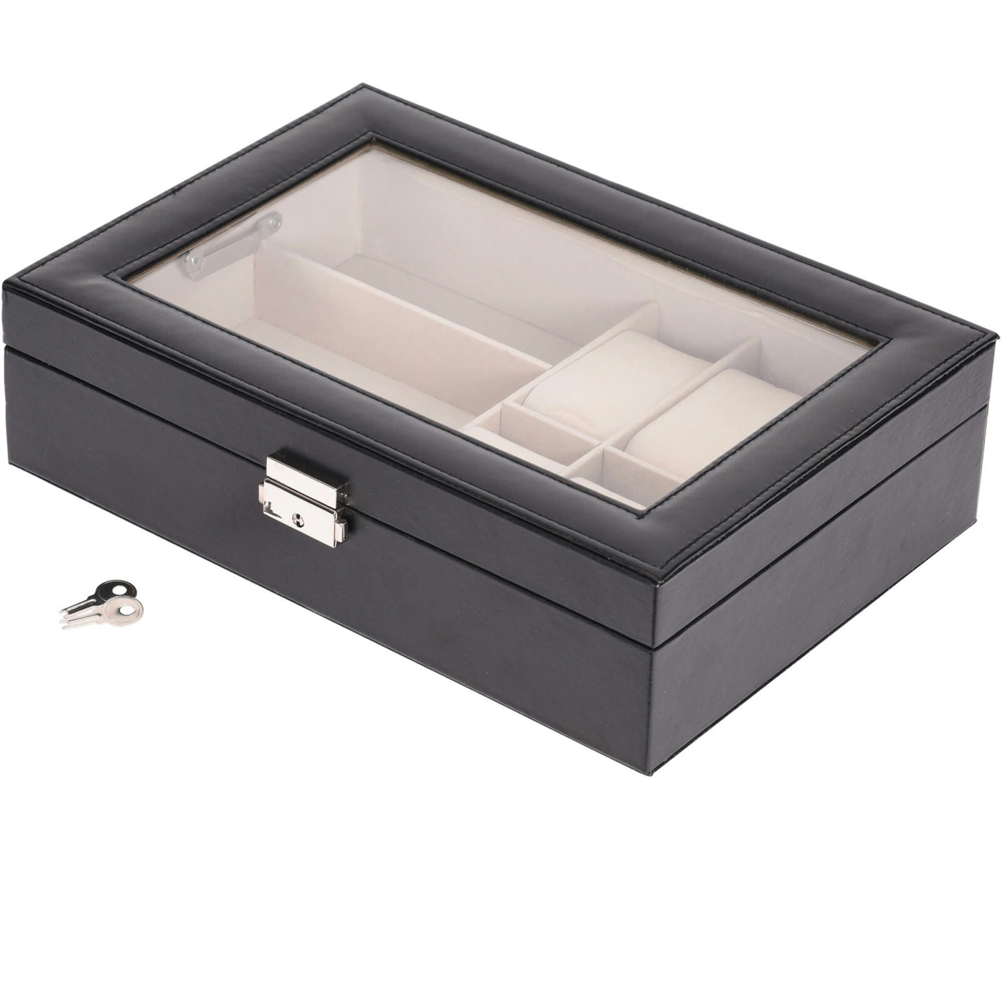 - Boîte à montres et à lunettes similicuir noir 30x21x8cm