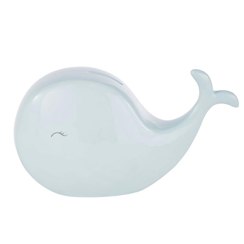 SAINT MALO - Tirelire baleine en céramique bleue