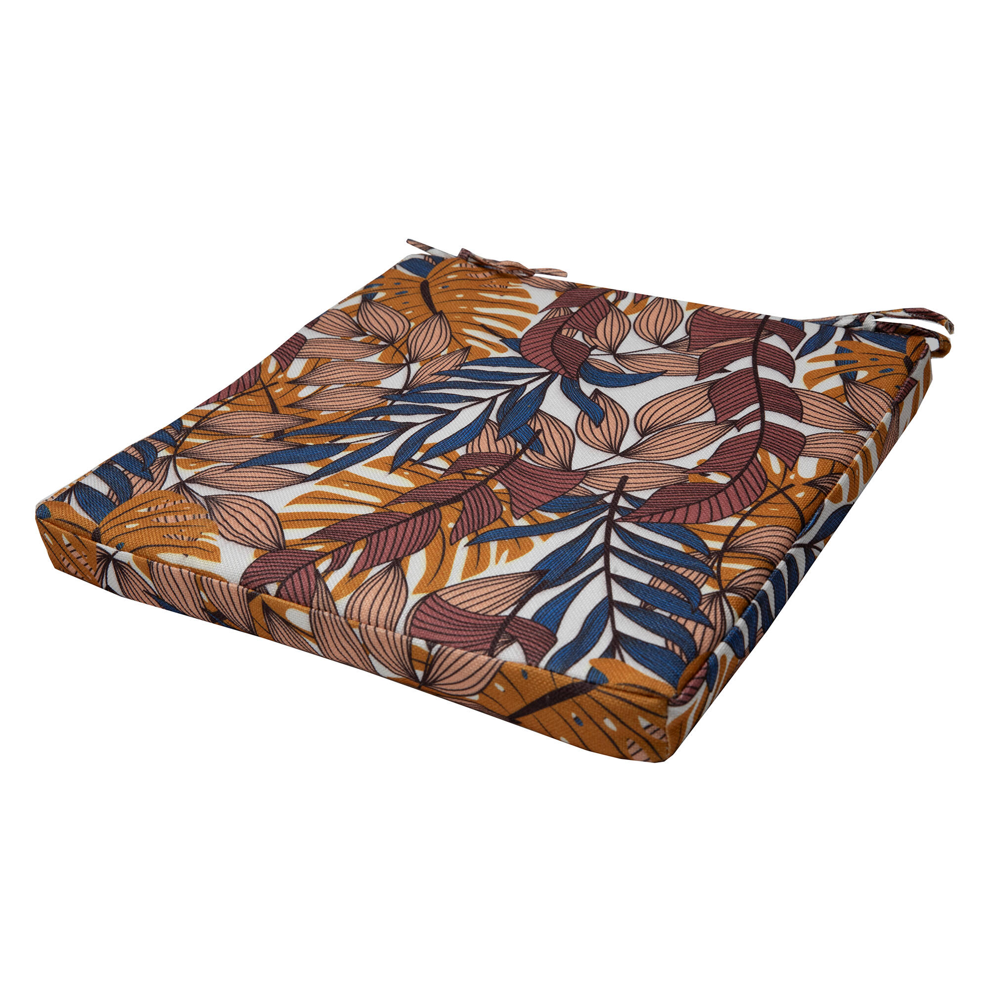 Galette de chaise imprimé feuillage - lot de 2