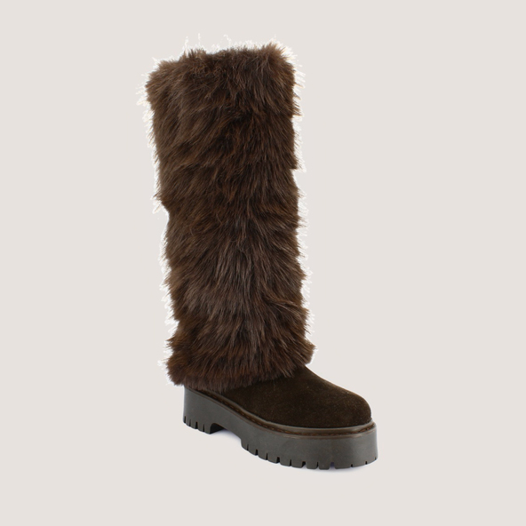 Bottes à poilsen croute et fluffy marron foncé | RUSSEL