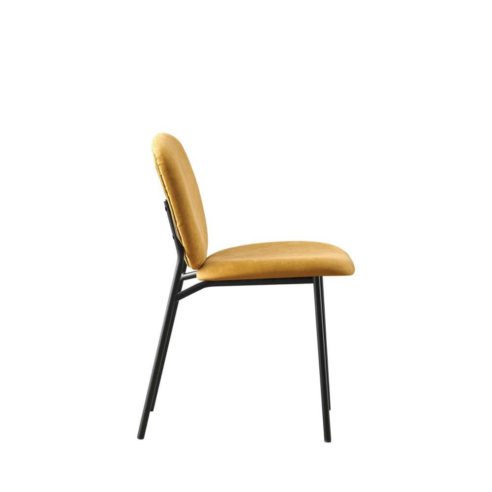 DALBY - Lot de 2 chaises en tissu et métal jaune moutarde