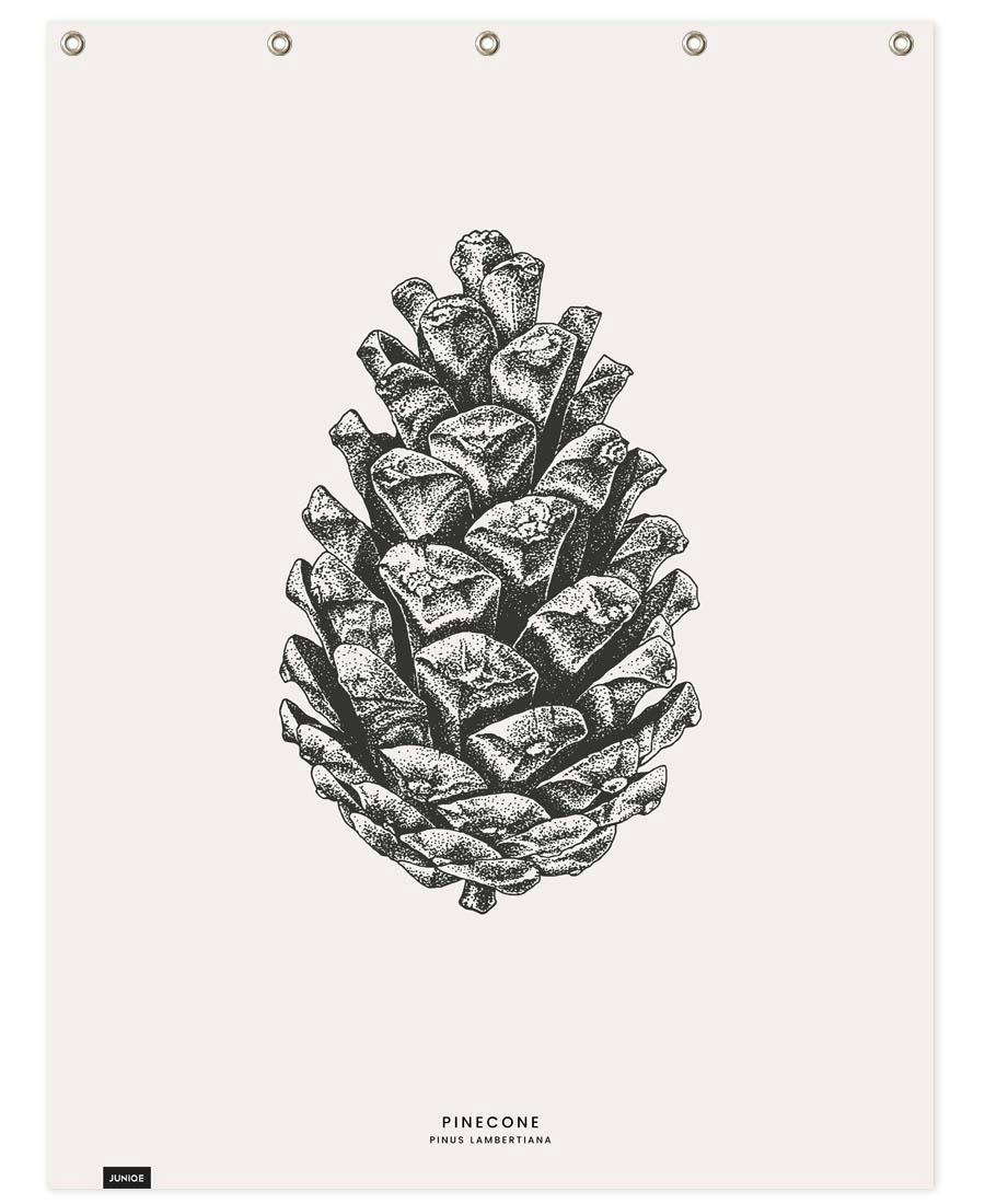 PINECONE - Rideau de douche en polyester en blanc ivoire & gris 150x200