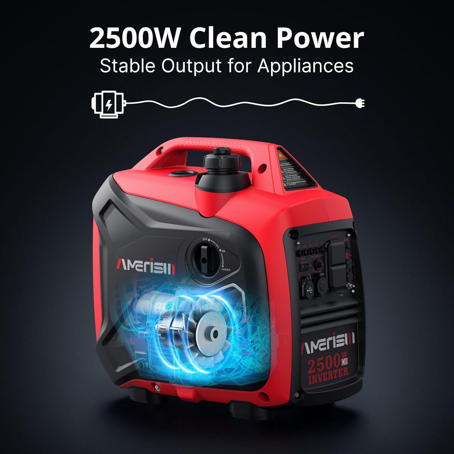 2500-Watt Gas Powered Portable Inverter Generator  CO Sensor  Super Quiet for Home Backup  Emergency  Camping  EPA Compliant