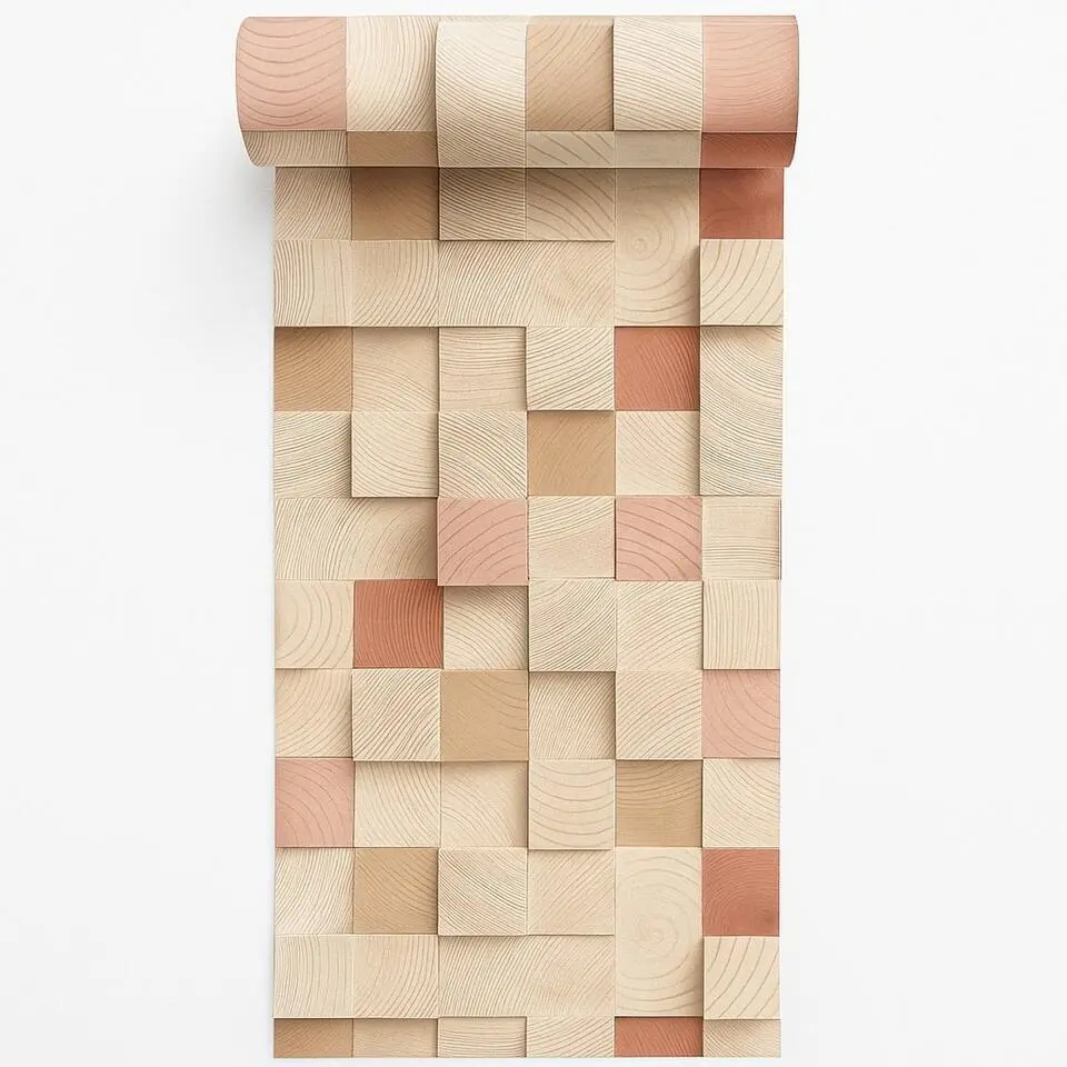 Dutch Wallcoverings Vliesbehang Artifice houtblokken - beige/oudroze - 10mx53cm