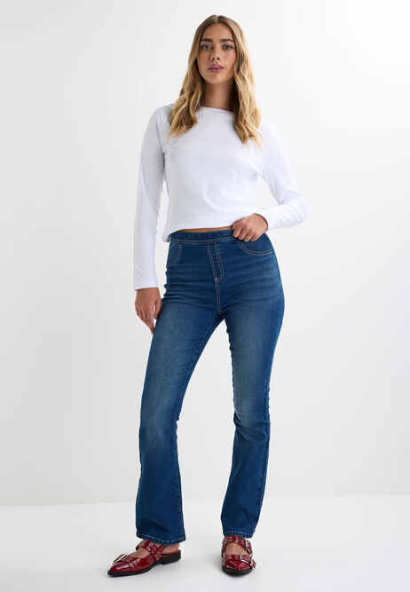 Womens Mid Blue Wash Kate Bootcut Jeggings
