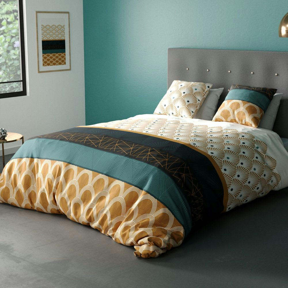 - Parure de lit 2 places coton à motifs 220x240 cm