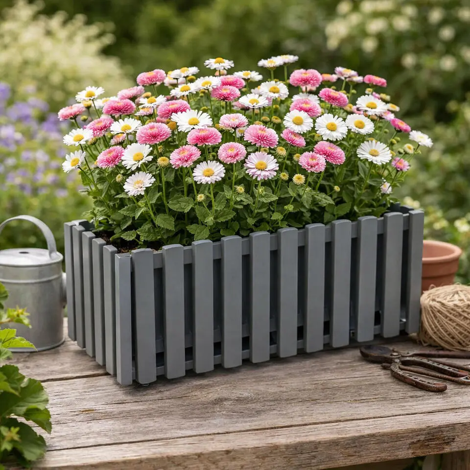 Prosperplast Plantenbak - kunststof - grijs - 58 x 18 x 16 cm