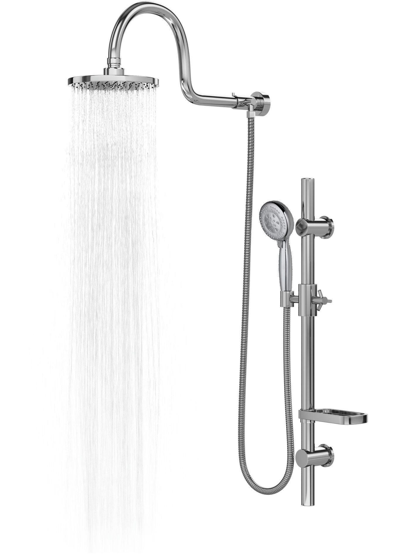 PULSE ShowerSpas Aqua Rain Shower System with Handheld Shower Head & Slide Bar, Chrome