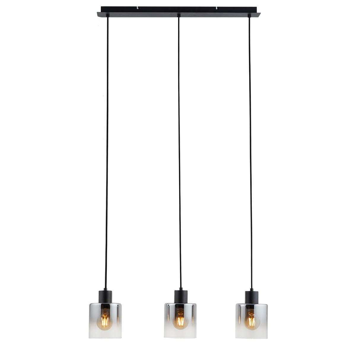 Lighto | Design hanglamp zwart met smoke glas 3-lichts | Nala