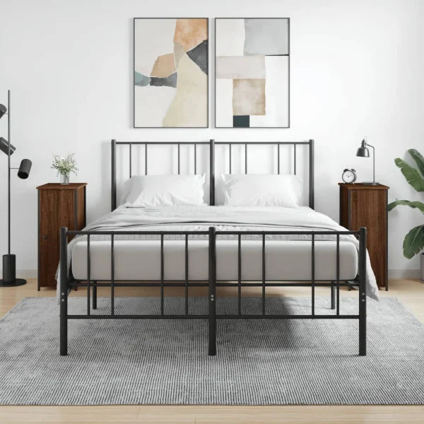 2x Szafka Nocna Brązowa z Regulowanymi Nóżkami Do Sypialni 32x42x80 cm