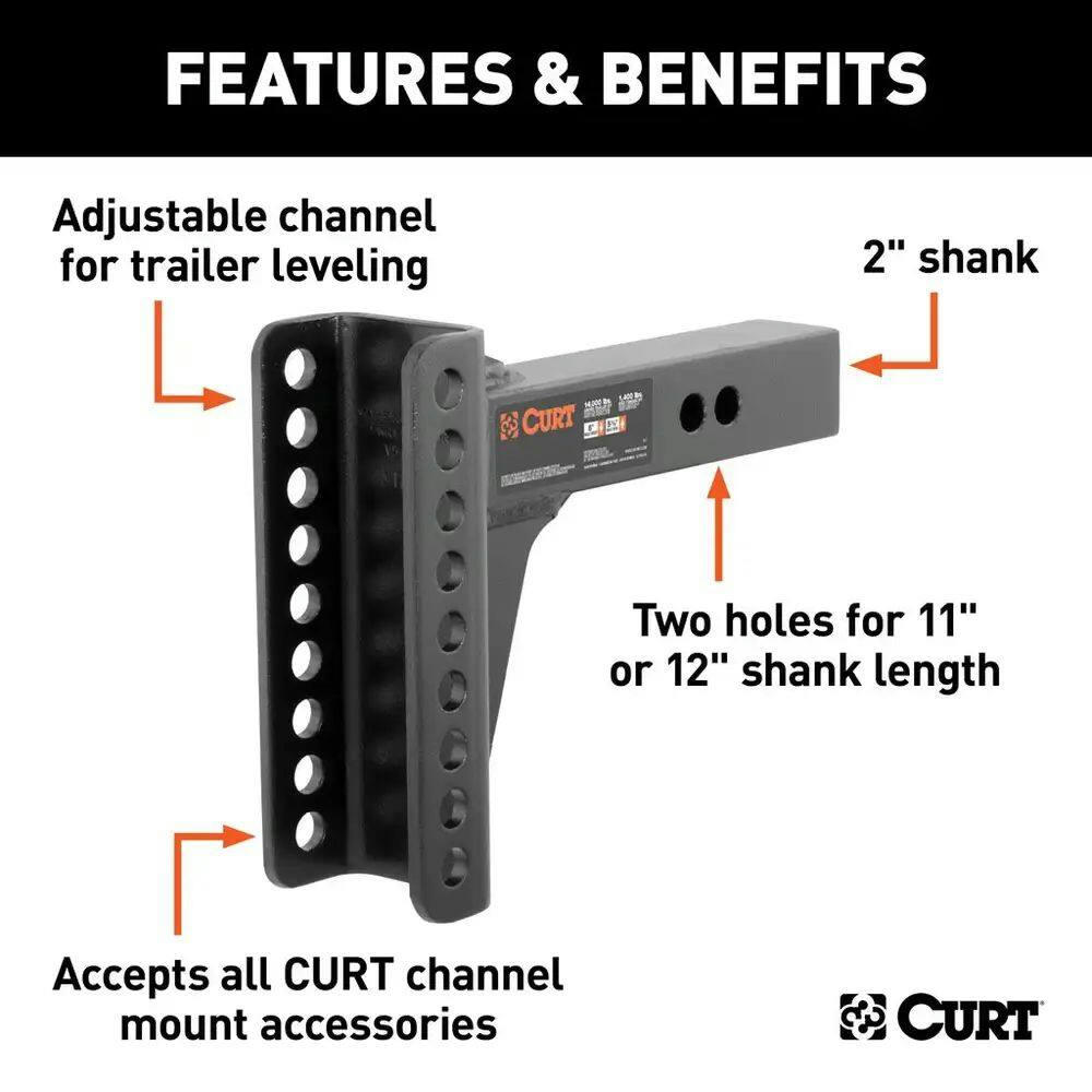 CURT Replacement 2-in Channel Mount Shank (14,000-lb)