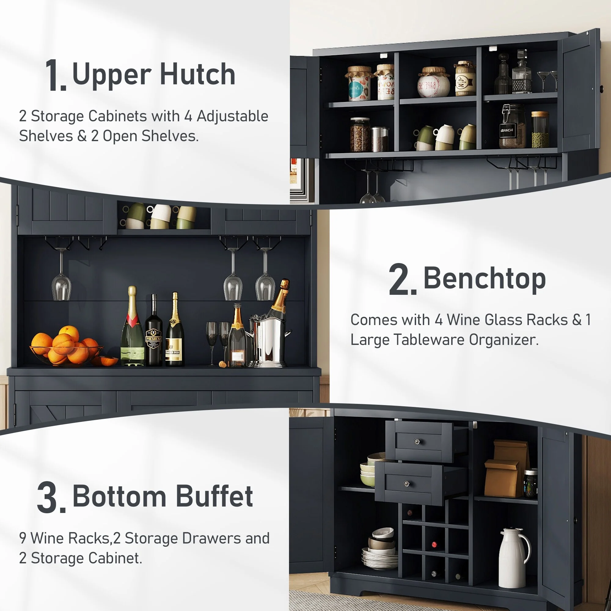 Coffee Bar Cabinet Kitchen Cabinet with Storage