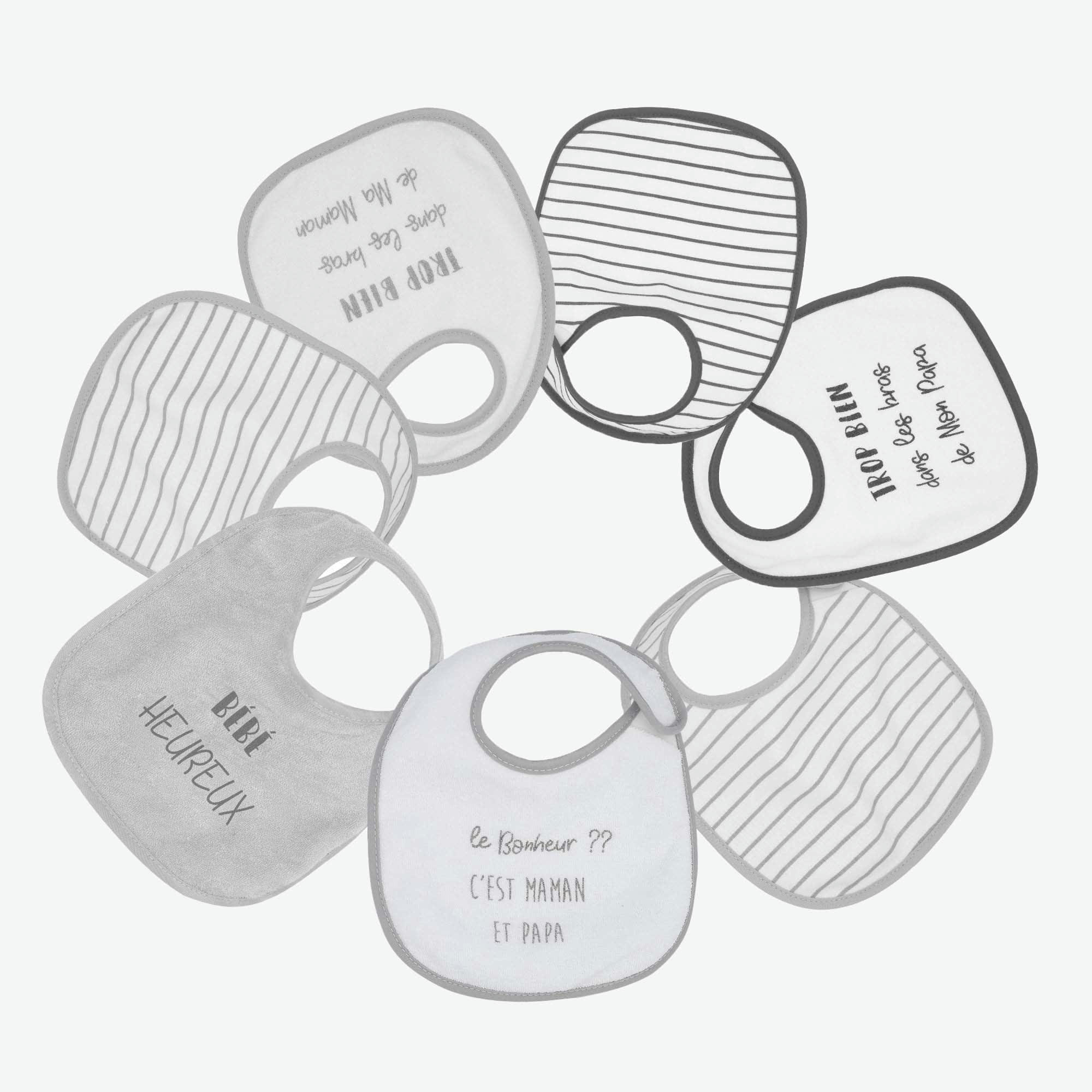 - Lot de 7 bavoirs Bébé heureux