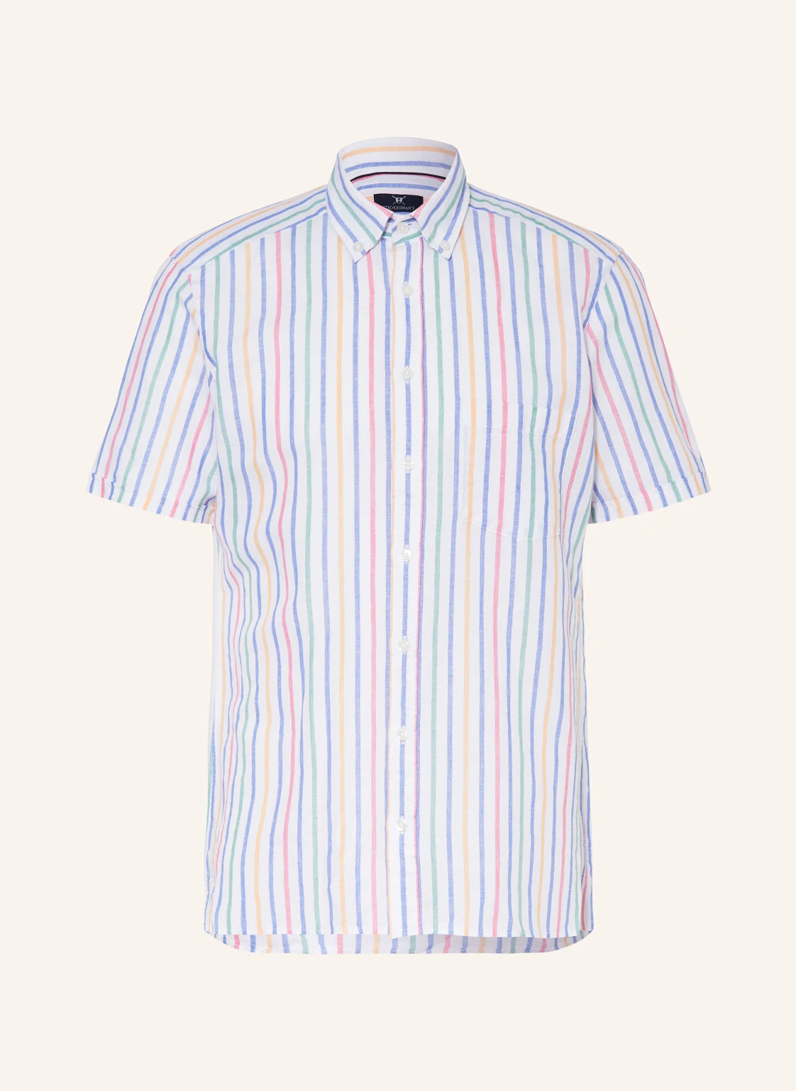 STROKESMAN'S Kurzarm-Hemd Regular Fit mit Leinen
