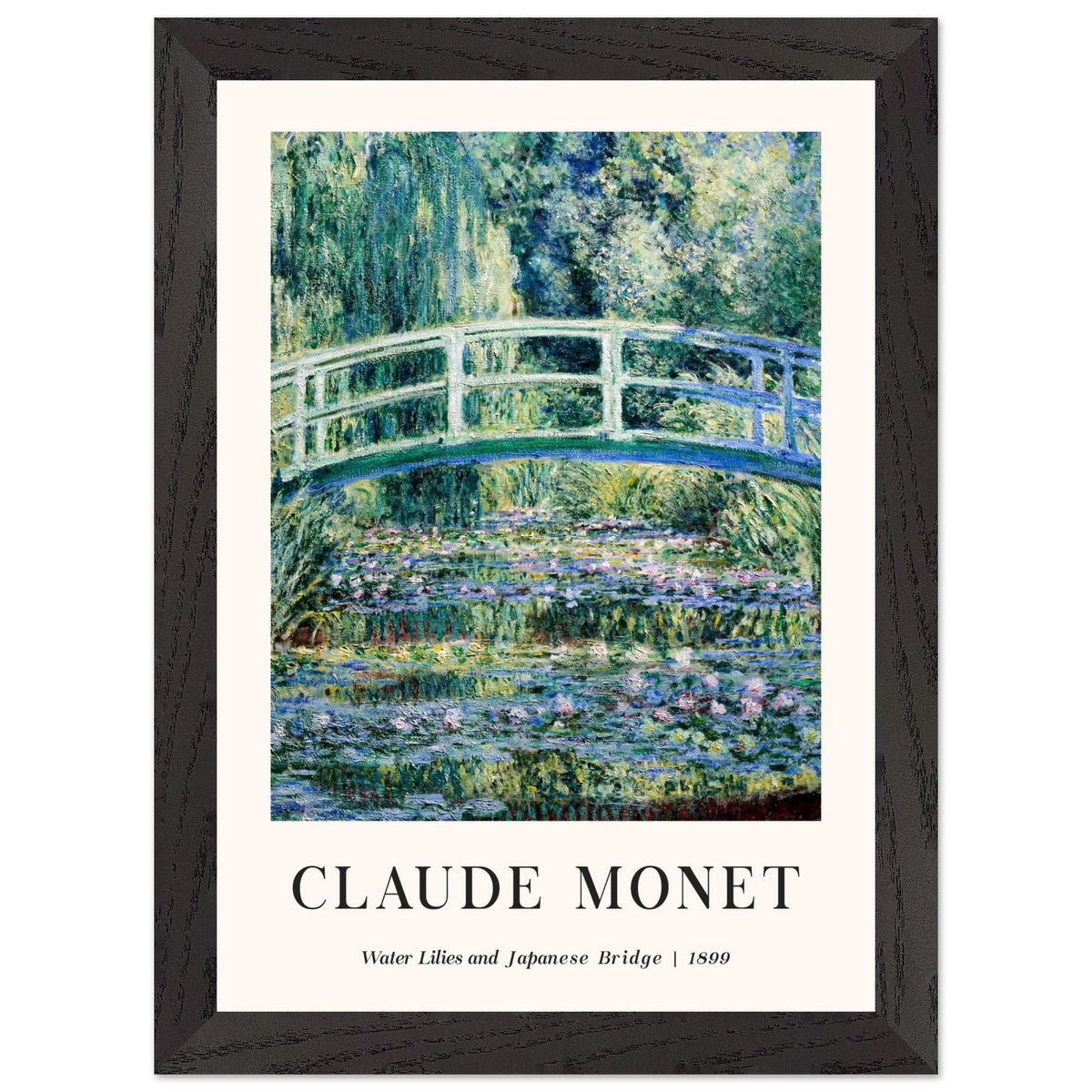 Artfulprints Poster met Lijst Claude Monet - Water lilies and Japanese bridge  - A4 21x29.7 cm - Groen