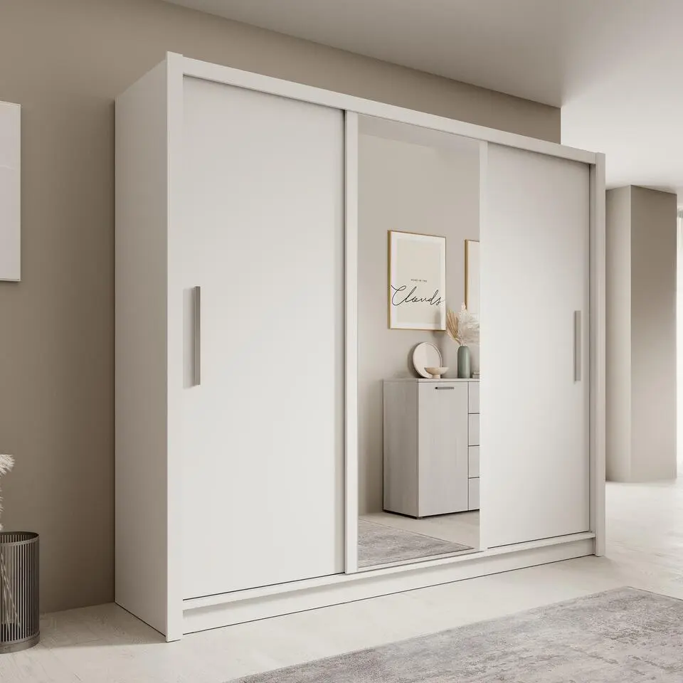 Meubella - Blue - Kledingkast met schuifdeuren - Wit - 248x62x215 cm